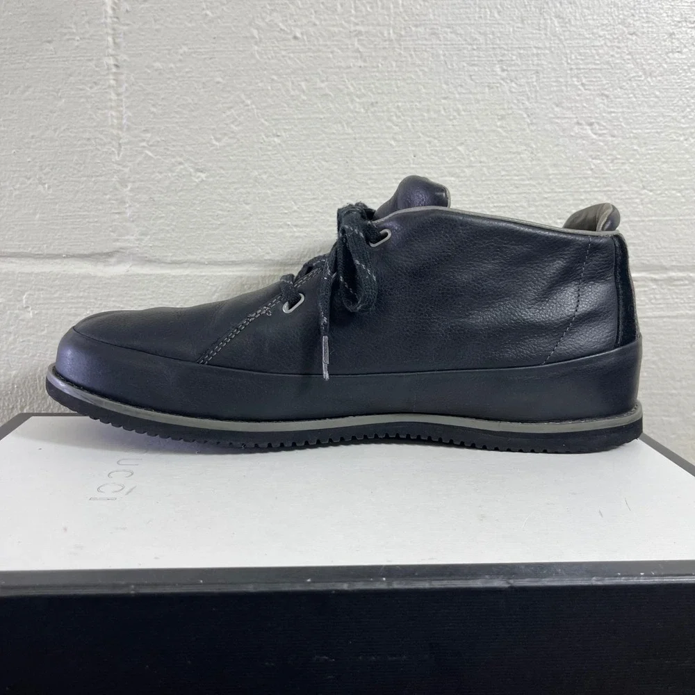 Ahnu AF2446BLK Chukka Ankle Boots Black Leather Lace Up Men's Size 13 US